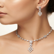 Premium 925 Silver Necklace & Earrings Set for Women